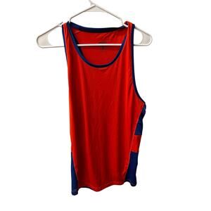 Brooks Mens M Running Tank Top Orange Blue Lightweight Race Singlet Athletic